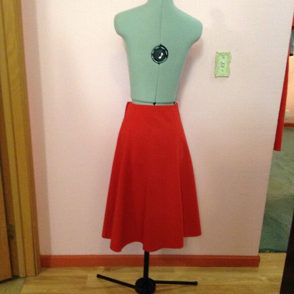 Vintage 1970s Red Action Images A-Line Midi Skirt - Picture 3 of 5